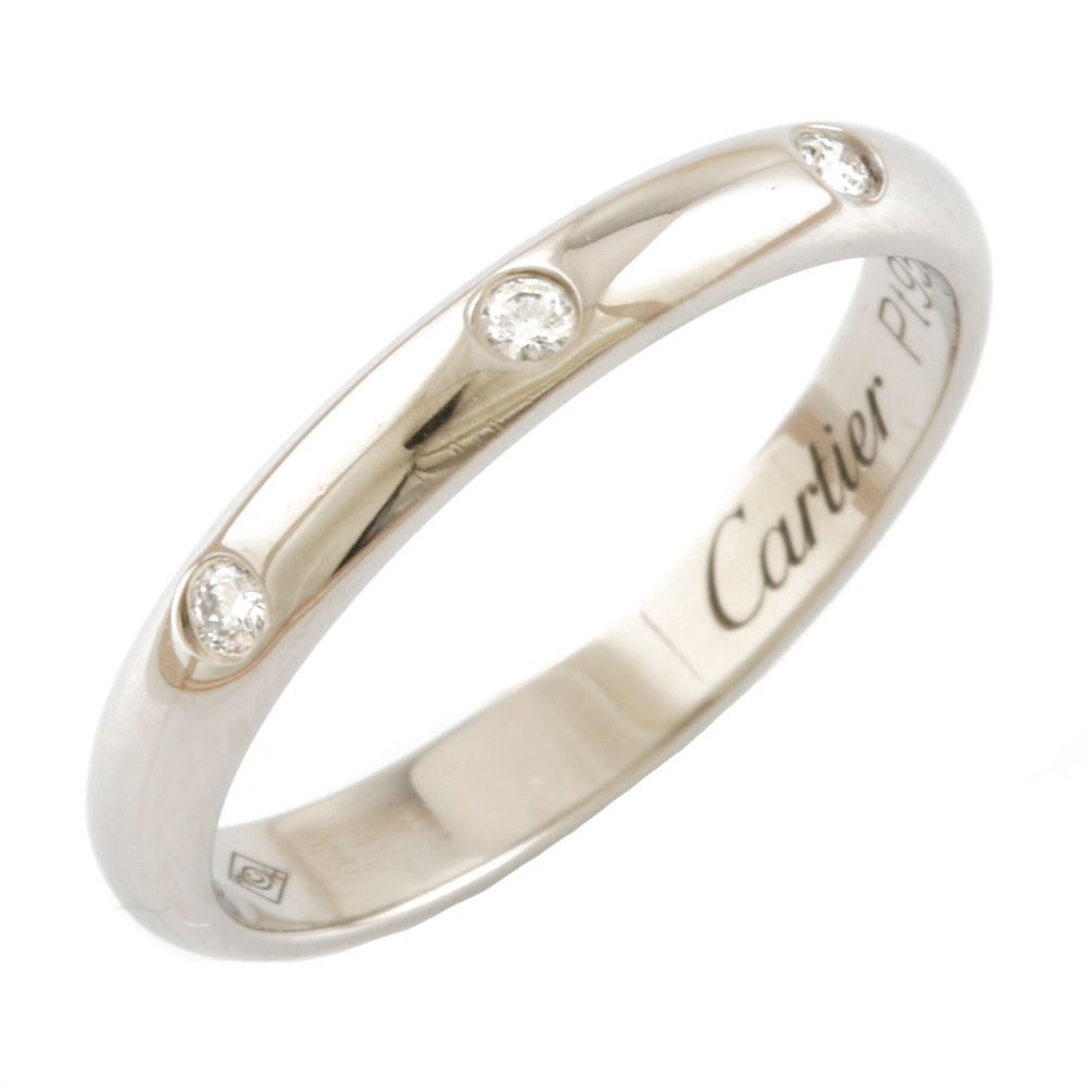 CARTIER Ring Silver Pt950Platinum Diamond 3 stones 3 stone Wedding