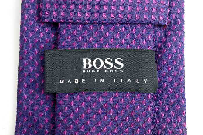 ヒューゴボス ブランド ネクタイ シルク ドット柄 高級 メンズ パープル HUGO BOSS ﾄﾞｲﾂ高級紳士服ﾌﾞﾗﾝﾄﾞ 【中古】