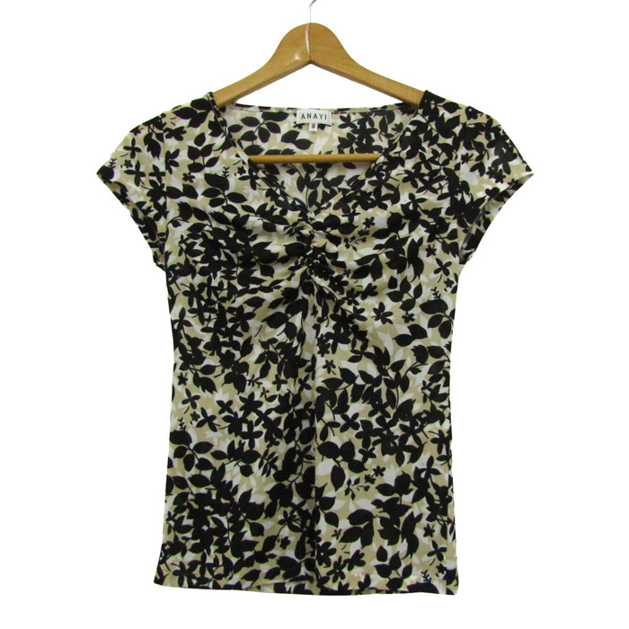 アナイ ブラウス カットソートップス 総柄 半袖 日本製 レディース 38 
