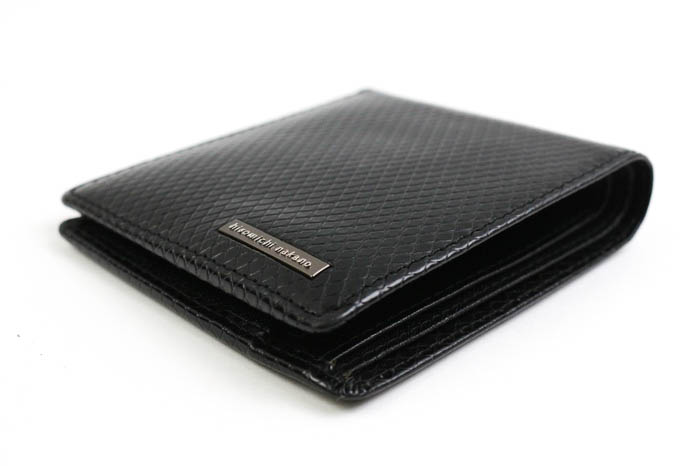 Hamano ブラック 二つ折り財布 美品】 ハマノ HAMANO ブラック レザー 二つ折り財布 濱野 財布