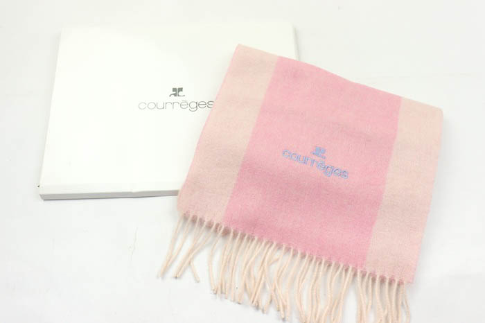 Courreges クレージュ マフラー　ピンク　ホワイト Courreges クレージュ マフラー ピンク ホワイト - メルカリ