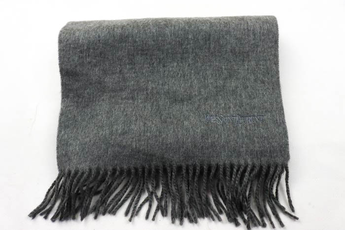 イヴ・サンローラン マフラー ロゴ ブランド 小物 メンズ グレー YVES  