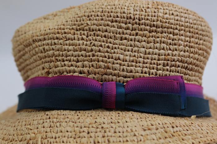 CA4LA 女優帽　麦わら帽子　リボン　和紙　サイズ調整可能　ピンクパープル CA4LA 女優帽 麦わら帽子 リボン 和紙 サイズ調整可能 ピンクパープル