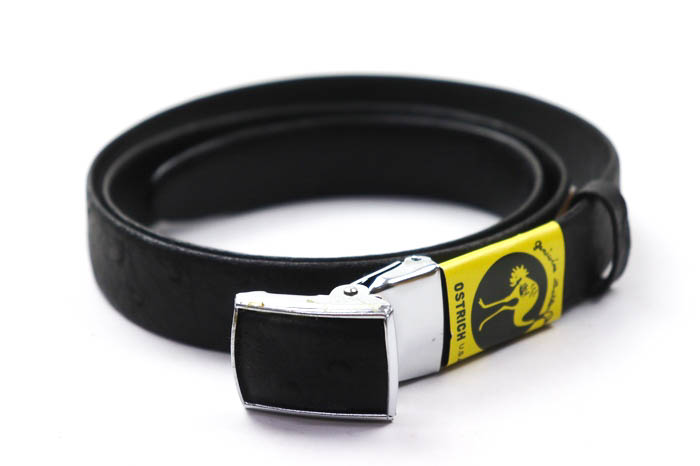 OSTRICH　オーストリッチ　ベルト　メンズ　レザー　黒　フリーサイズ オーストリッチ ベルト メンズ 本革 大きいサイズ 穴なし 無調整 無