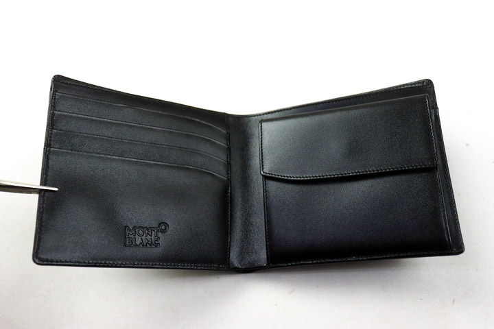 Montblanc ブラック レザー 二つ折り財布 モンブラン MONTBLANC マイスターシュテュック ソフト ウォレット 財布