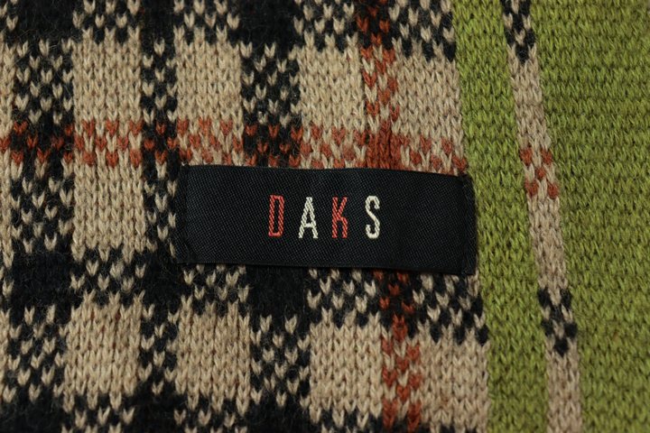 DAKS　マフラー　グリーン　美品 ダックス マフラー チェック ファー ブランド レディース