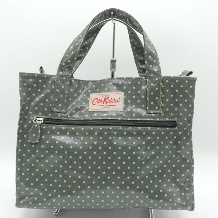 キャスキッドソン トートバッグ ハンドバッグ ドット柄 スクエア ブランド 鞄 カバン レディース グレー Cath Kidston 【中古】