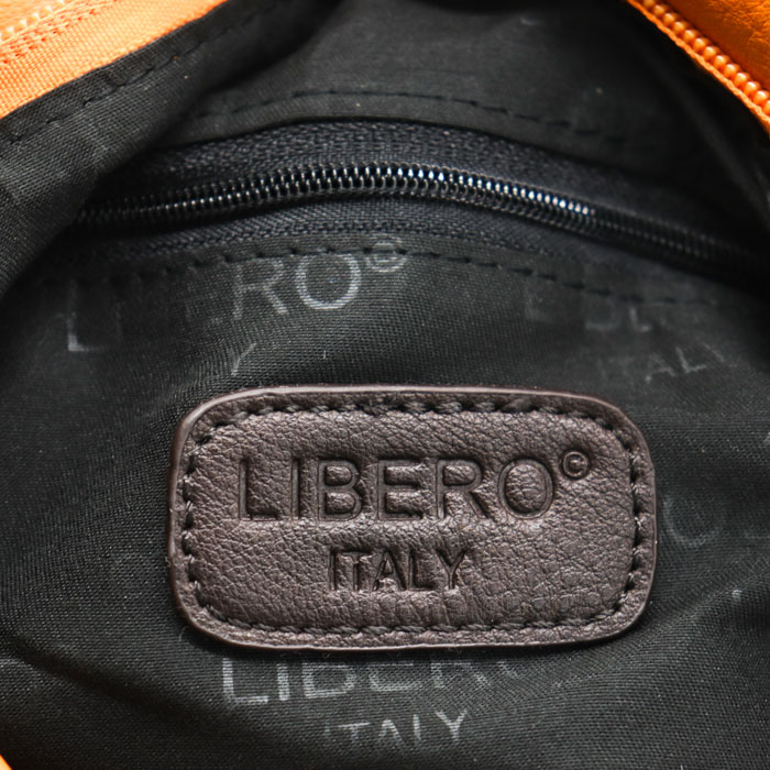 リベロ ショルダーバッグ レザー バイカラー 肩掛け ブランド 鞄 カバン レディース オレンジ LIBERO ITALY 【中古】