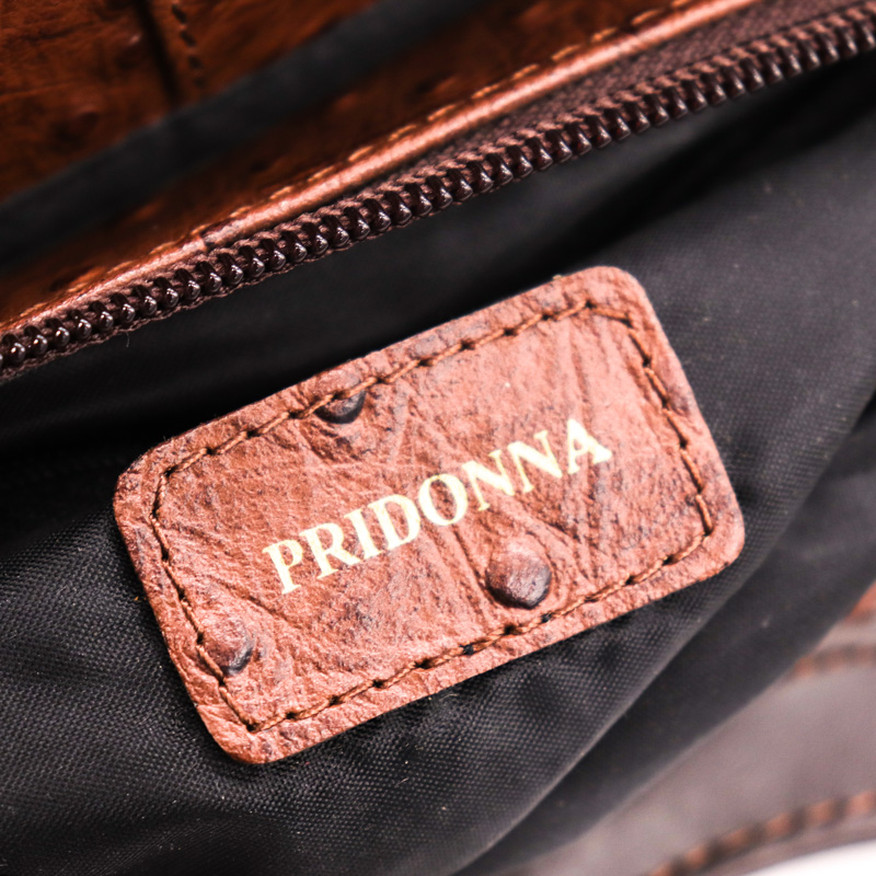 プリドーナ ハンドバッグ 牛革 オーストリッチ型押し ブランド 鞄