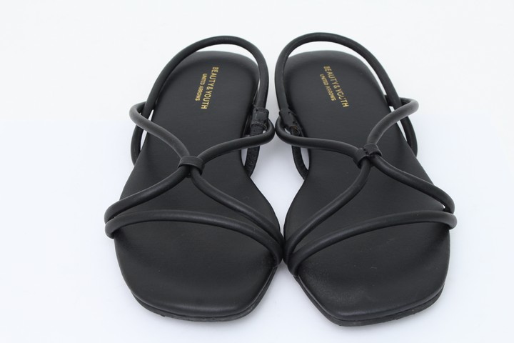 MARW UNITED ARROWS ブラックサンダル 23cm MARW UNITED ARROWS＋ODETTE E ODILE＞スクエア ウエッジソール