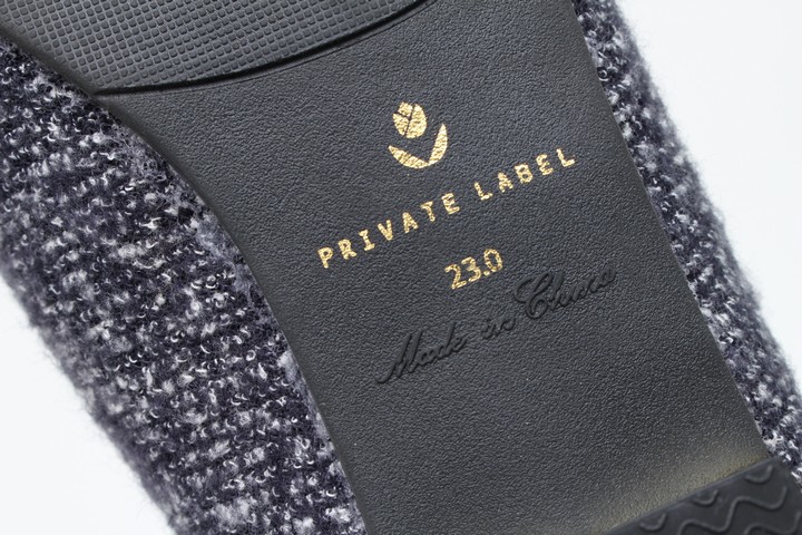 プライベートレーベル ツイードパンプス ビジューリボン ポインテッドトゥ 靴 シューズ レディース 23cmサイズ ネイビー PRIVATE LABEL