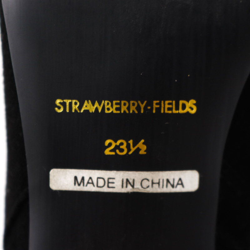 ストロベリーフィールズ ロングブーツ スエードレザー 装飾ベルト付 シューズ 靴 黒 レディース 23.5cmサイズ ブラック STRAWBERRYFIELDS