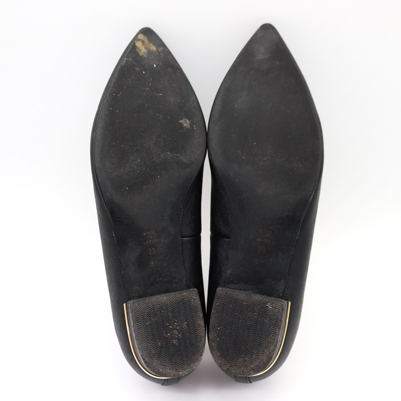 ダイアナ レースアップパンプス ポインテッドトゥ フラットシューズ 日本製 ブランド 靴 黒 レディース 23cmサイズ ブラック DIANA 【中古】