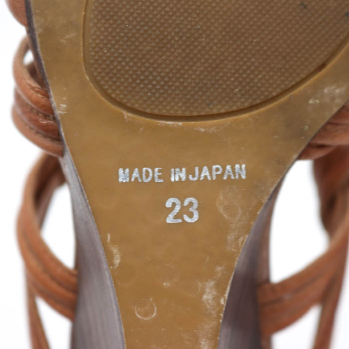 バークレー サンダル ウェッジソール レザー クロスベルト ミュール ストラップ 日本製 靴 レディース 23cmサイズ ブラウン BARCLAY  【中古】
