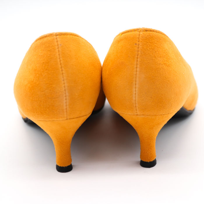 アンタイトル パンプス 美品 ポインテッド ローヒール 日本製 プレーンパンプス シューズ 靴 レディース 23cmサイズ オレンジ UNTITLED  【中古】