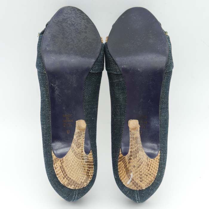 ダイアナ パンプス オープントゥ デニム/パイソン ハイヒール シューズ 日本製 靴 レディース 22.5cmサイズ ネイビー DIANA 【中古】  DIANA USED/古着（パンプス）｜DIANAのUSED/古着通販サイト SMASELL（スマセル）