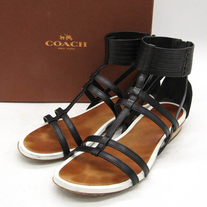 エルメス サンダル フラットシューズ グラディエーター レザー 24.5 白  