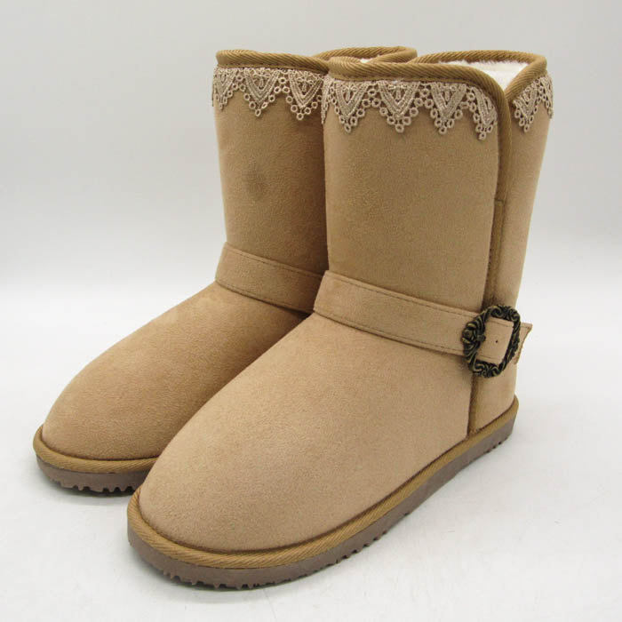 アクシーズファム　ベージュ スエード 風　ロングブーツ ファー付き ファー付スエードロングブーツ【ランク別お値下げ対象商品】 | axes