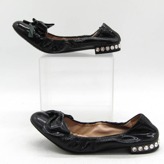 ミュウミュウ　定価100000黒 マリーヌスタイル フラットシューズ 36 ミュウミュウ 定価100000黒 マリーヌスタイル フラットシューズ