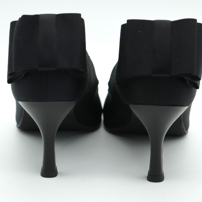 ビームス パンプス 美品 ラウンドトゥ バックリボン 日本製 パーティ シューズ 靴 黒 レディース 23.5cmサイズ ブラック BEAMS 【中古】