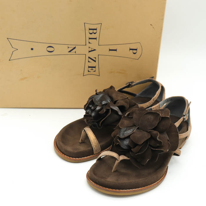 ブレイズ サンダル フラワーモチーフ フラットシューズ 日本製 靴