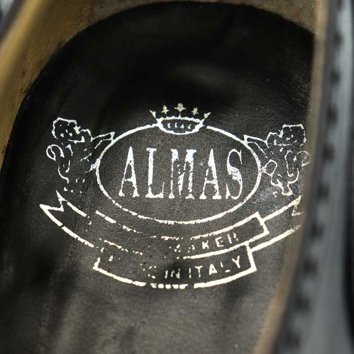 アルマス ビジネスシューズ ストレートチップ 内羽根 本革レザー ドレスシューズ 黒 伊製 ブランド 革靴 メンズ 39サイズ ブラック ALMAS  【中古】