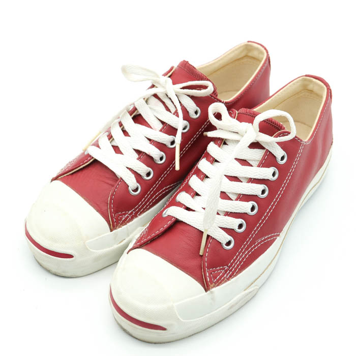 コンバース ジャックパーセル USA製 90s レザー 希少 スニーカー ローカット シューズ 靴 赤 レディース 4サイズ レッド CONVERSE  【中古】