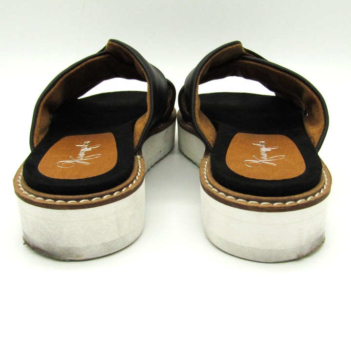 銀座カネマツ サンダル スリッパ 厚底 ブランド 靴 黒 レディース 35