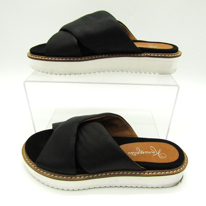 銀座カネマツ サンダル スリッパ 厚底 ブランド 靴 黒 レディース 35