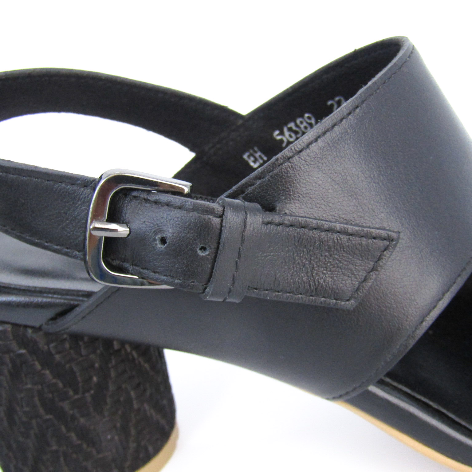 エイゾー サンダル 本革 レザー チャンキーヒール ブランド 靴 黒