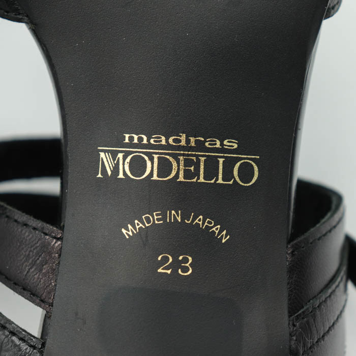 マドラス ミュール サンダル チャンキーヒール 日本製 シューズ ブランド 靴 黒 MODELLO モデロ レディース 23cmサイズ ブラック  madras 【中古】 madras USED/古着（その他シューズ）｜madrasのUSED/古着通販サイト SMASELL（スマセル）