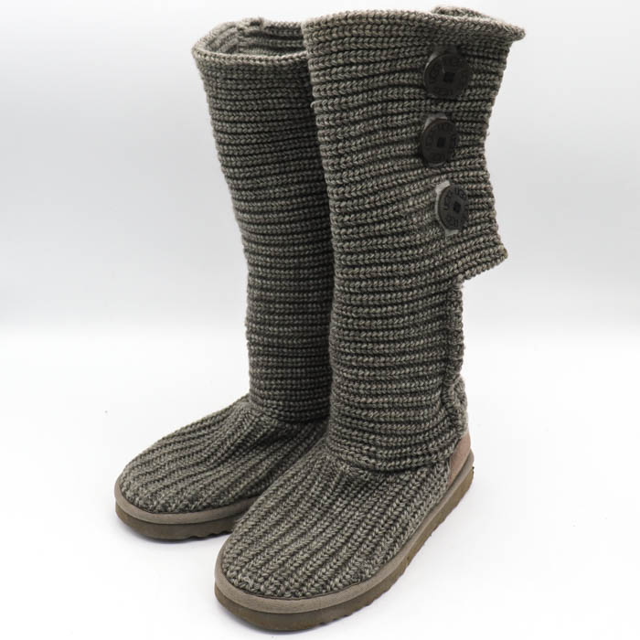 アグ ニットブーツ クラシック カーディ CLASSIC CARDY ロングブーツ ブランド シューズ 靴 レディース 23cmサイズ グレー UGG  【中古】