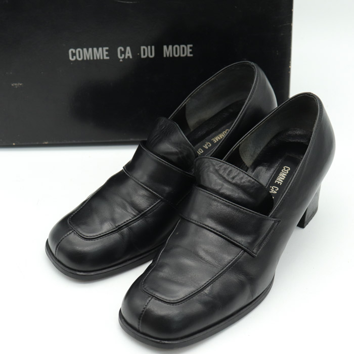 コムサデモード ローファーパンプス レザー スウエアトゥ 日本製 靴 黒