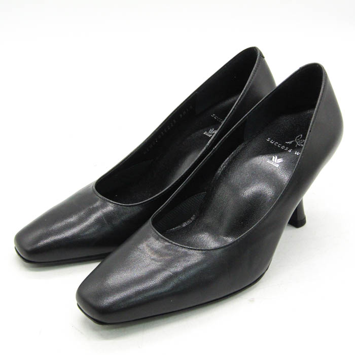 SUCCESS WALK ブラック ポインテッドトゥヒール 23 D サクセスウォーク