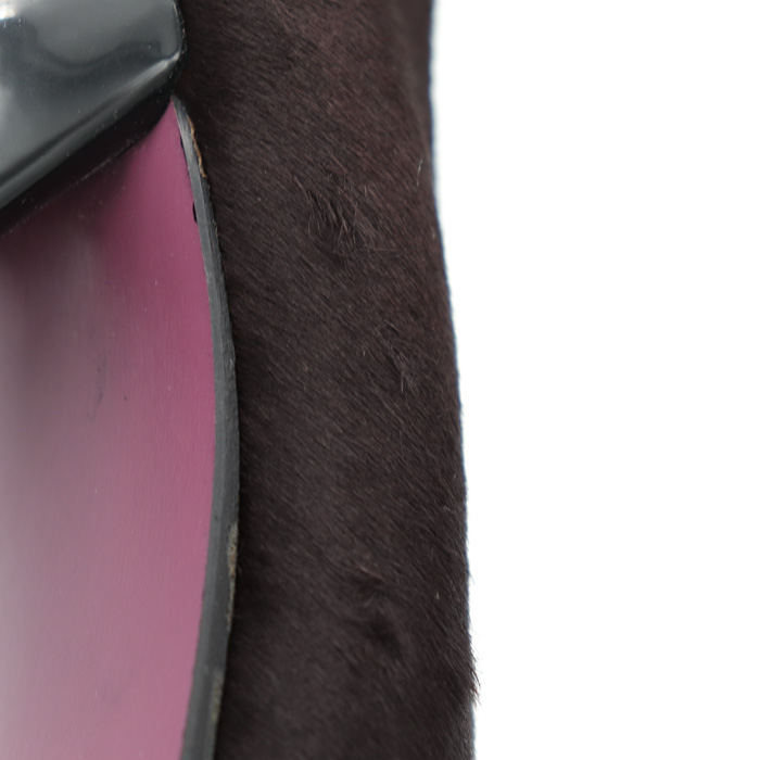 パトリックコックス パンプス ハラコ スクエアトゥ チャンキーヒール 伊製 シューズ 靴 レディース 38.5サイズ ブラウン PATRICK COX  【中古】