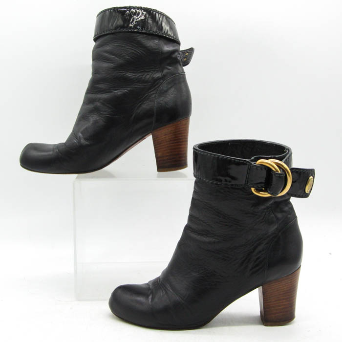 クロエ ブーツ チャンキーヒール ブランド シューズ 靴 黒 レディース