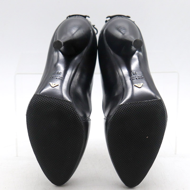 EMPORIO ARMANI ブラック レザー シューズ