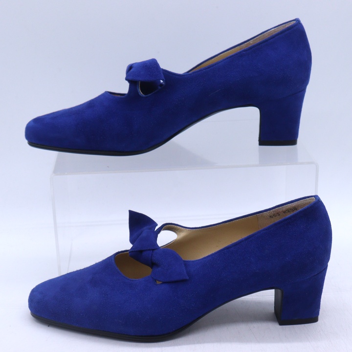 銀座カネマツ パンプス スエード スクエアトゥ リボン シューズ