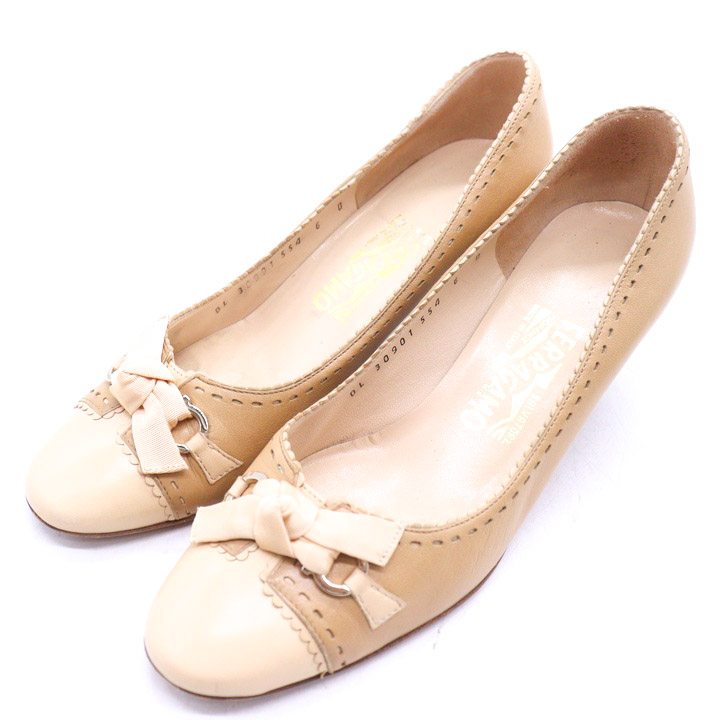 サルヴァトーレフェラガモ パンプス リボン シューズ イタリア製