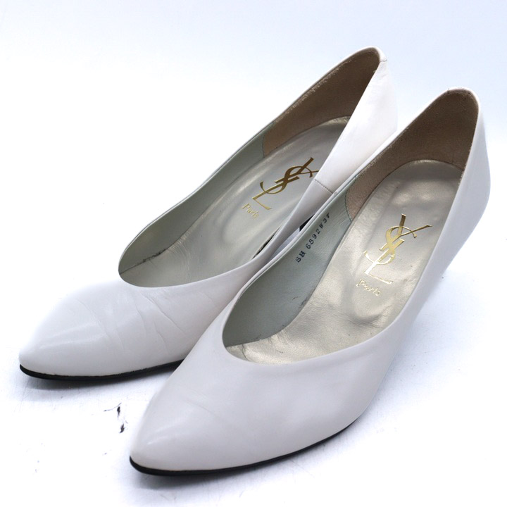 イヴ・サンローラン ロゴヒール パンプス 24cm イヴ・サンローラン ロゴヒール パンプス 24cm サンローラン パンプス ロゴ