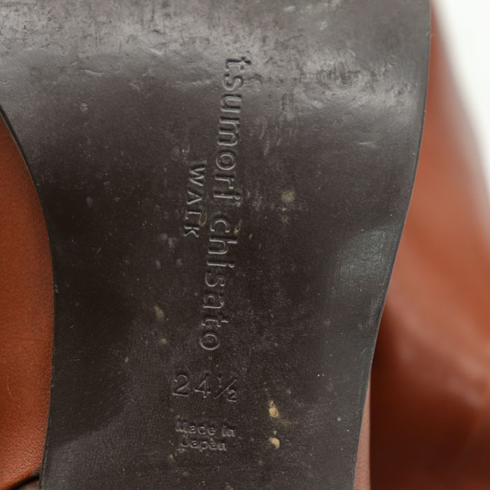 ツモリチサト ロングブーツ レザー バックジップ ローヒール 日本製 シューズ 靴 レディース 24.5cmサイズ ブラウン TSUMORI  CHISATO 【中古】 TSUMORI CHISATO USED/古着（ブーツ）｜TSUMORI CHISATOのUSED/古着通販サイト  SMASELL（スマセル）