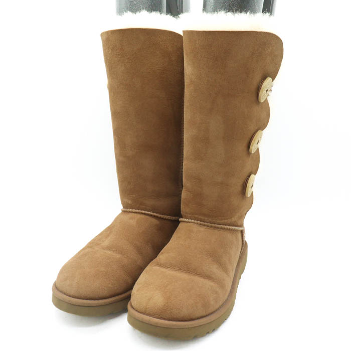 美品☆UGG ベイリーボタン　ブラウン25センチ アグ ミニ ベイリーボタン ムートンブーツ ブランド シューズ 靴