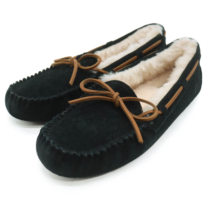 トヨ 。様美品！アグ ダコタ モカシン ボア スリッポン黒25ブラック UGG アグ ダコタ モカシン スリッポン ボア シューズ ブランド 靴 黒