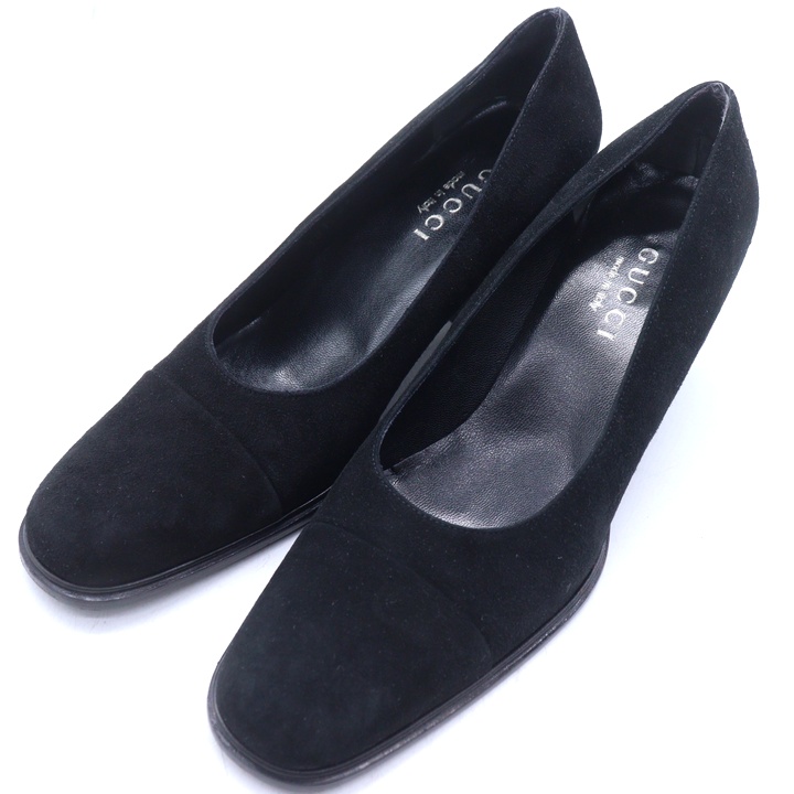 GUCCI ブラック スクエアトゥ パンプス 37 中古・古着通販】GUCCI (グッチ) GUCCI スクエアトゥ ヒールパンプス