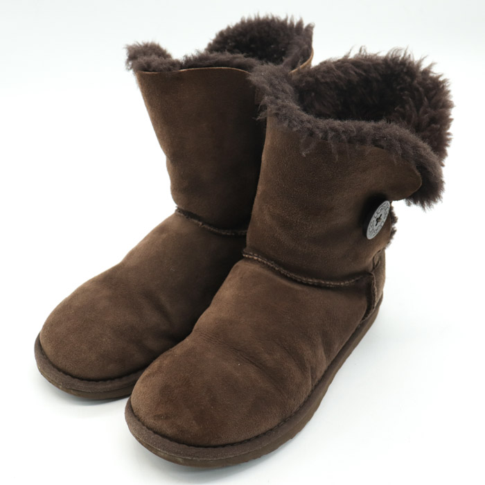 アグ ショートブーツ ムートンブーツ BAILEY BUTTON ベイリーボタン ボア ブランド シューズ 靴 レディース 23cmサイズ ブラウン  UGG 【中古】