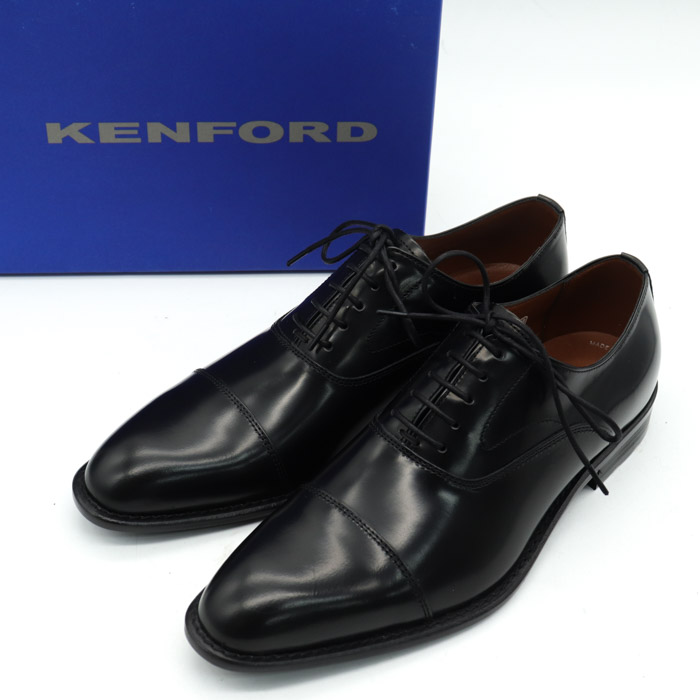 ケンフォード ビジネスシューズ 未使用 内羽根 ストレートチップ ドレスシューズ 国産 靴 リーガル メンズ 24cmサイズ ブラック KENFORD  【中古】