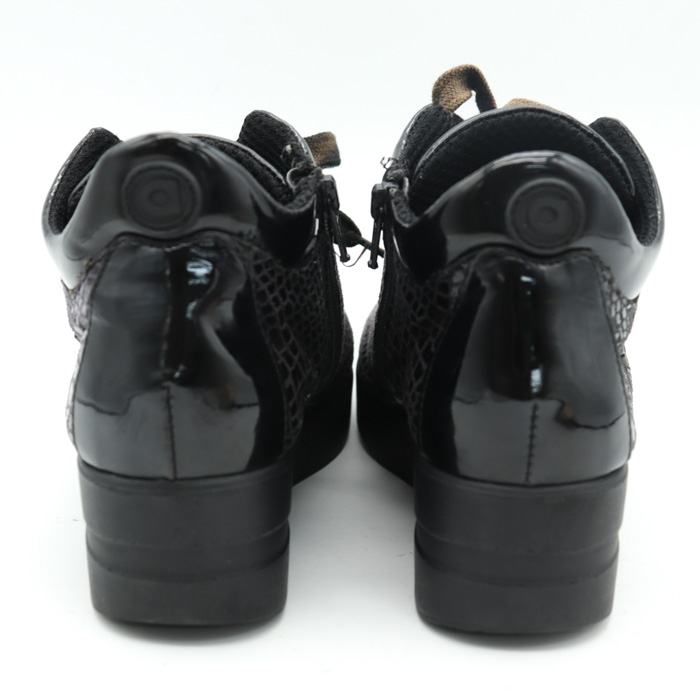 ルコライン ヒールスニーカー ウェッジソール コンフォート シューズ 厚底 靴 レディース 37サイズ ブラック RUCOLINE