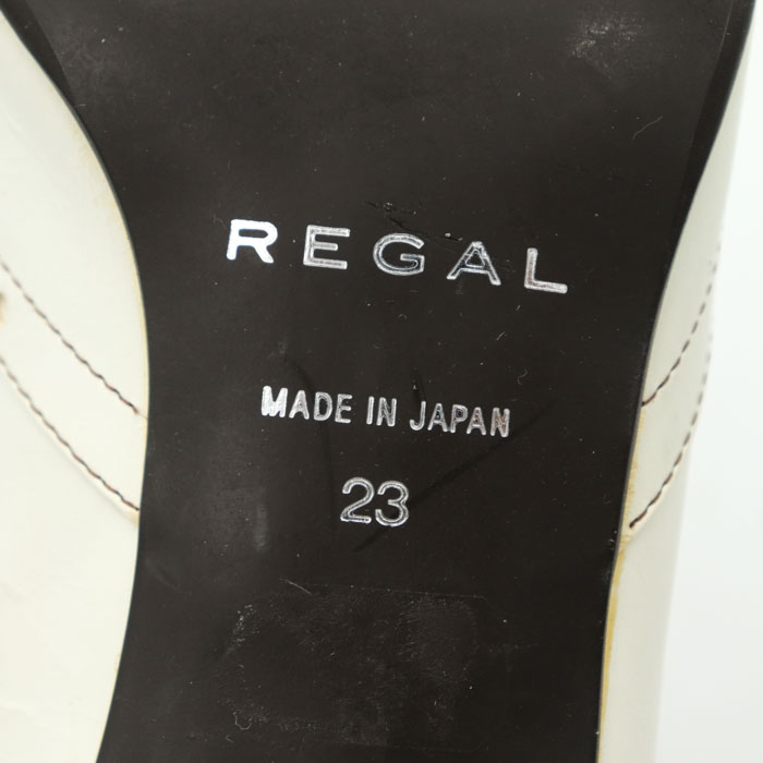 リーガル パンプス ポインテッドトゥ ウィングチップ レザー 日本製 シューズ 靴 ブランド レディース 23cmサイズ ホワイト REGAL 【中古】