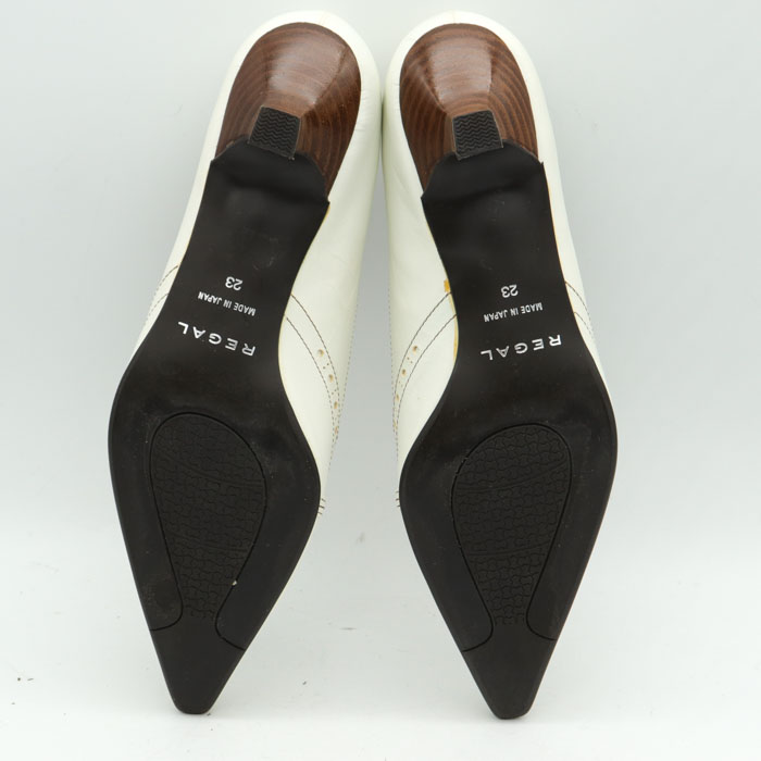 リーガル パンプス ポインテッドトゥ ウィングチップ レザー 日本製 シューズ 靴 ブランド レディース 23cmサイズ ホワイト REGAL 【中古】