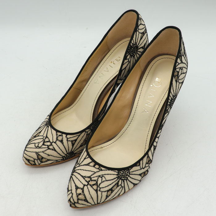 ダイアナ パンプス 花柄 刺繍 ハイヒール 日本製 シューズ 靴 ブランド